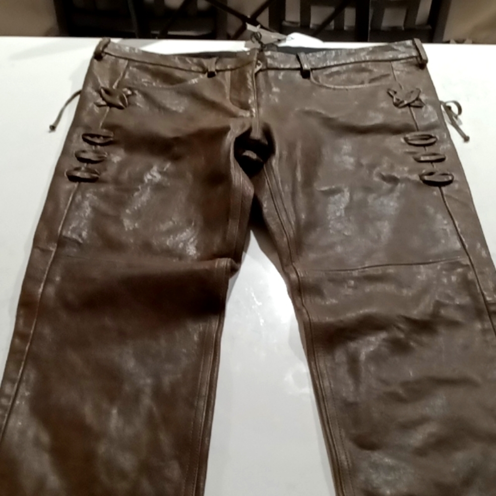 Isabel Marant, Large, Straight Leg Leather pants, Bronze